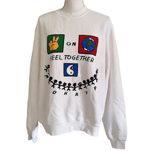 Madhappy Peace on Earth 6th Anniversary Edition Sweatshirt White Medium NEW - Picture 1 of 7